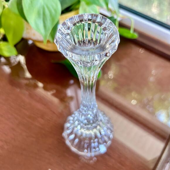 Vintage Mikasa Crystal Taper Candle Holder – 8” Ribbed Glass Elegant Home Decor - Picture 3 of 8
